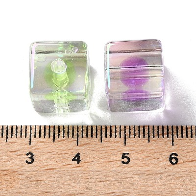 UV Plating Iridescent Transparent Acrylic Beads OACR-H112-09A-1