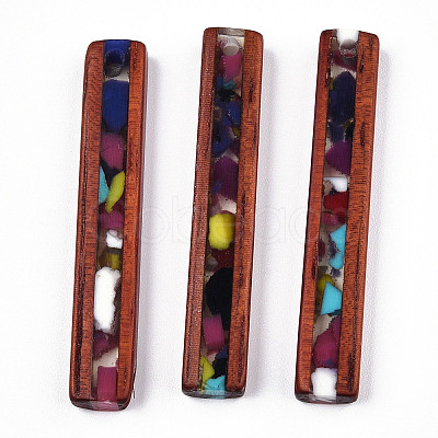 Transparent Resin & Wood Pendants RESI-N039-08-1
