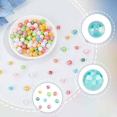 400Pcs 2 Styles Plating Eco-Friendly Poly Styrene Acrylic Beads OACR-PA0001-68-1