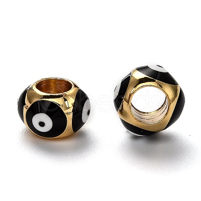 Brass European Enamel Beads LS-KK-B028-25G-B-1