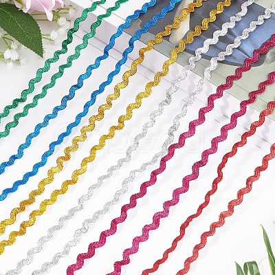 6 Yards 6 Colors Polyester Wavy Fringe Trim Ribbon LS-OCOR-WH0080-44B-1