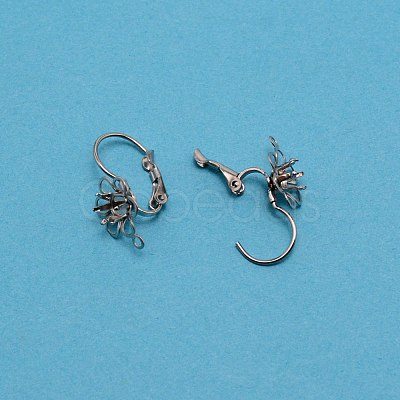 304 Stainless Steel Leverback Earring Cabochon Setting Findings STAS-WH0027-15C-1