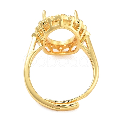 Rack Plating Oval Brass Micro Pave Cubic Zirconia Adjustable Ring Components KK-Q819-10G-1