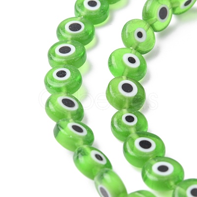 Handmade Evil Eye Lampwork Flat Round Bead Strands LAMP-L058-8mm-02-1