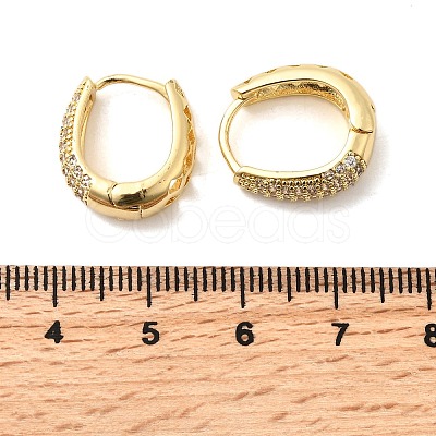 Brass Micro Pave Clear Cubic Zirconia Oval Hoop Earrings EJEW-F382-01G-1
