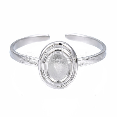 Non-Tarnish 304 Stainless Steel Open Cuff Finger Ring Cabochon Settings LS-STAS-T060-11P-1
