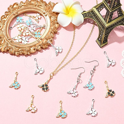 10Pcs Rack Plating Alloy Rhinestone Pendants FIND-YW0008-91A-1