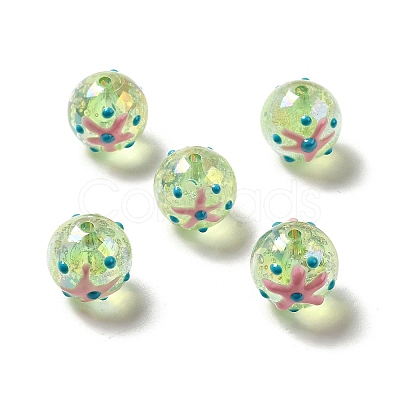 AB Color Transparent Crackle Acrylic Round Beads LS-OACR-A013-04D-1