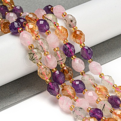 Natural Amethyst & Rose Quartz & Prehnite & Citrine Beads Strands G-N342-35-1