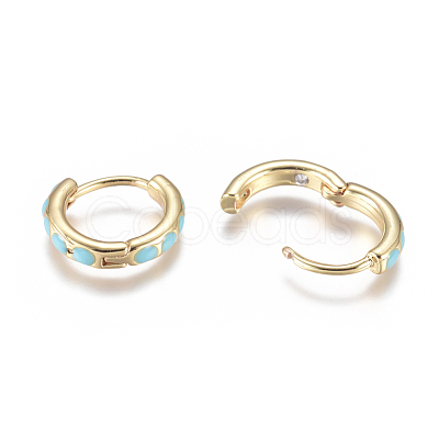 Golden Plated Brass Huggie Hoop Earrings EJEW-L231-27G-1