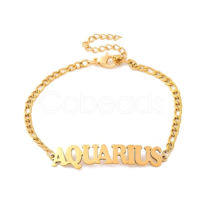 Constellation 202 Stainless Steel Figaro Chain Link Bracelets for Women Men AJEW-U006-01H-1