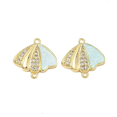 Brass Micro Pave Clear Cubic Zirconia Shell Shape Links KK-L256-32G-1