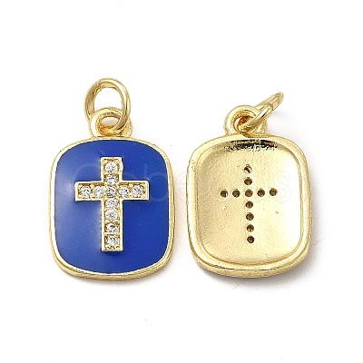 Brass Micro Pave Cubic Zirconia Pendants KK-E068-VB448-1-1