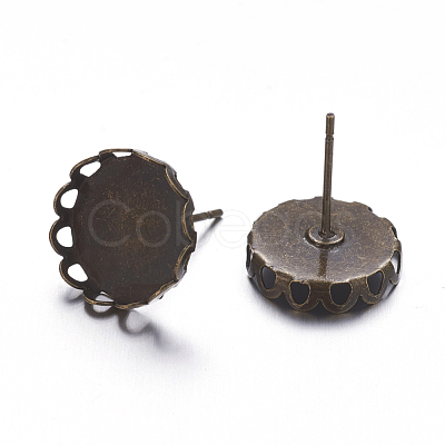 Brass Stud Earring Settings X-KK-I003-AB-NF-1