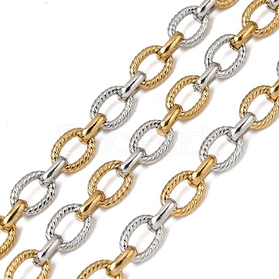 Two Tone 304 Stainless Steel Textured Cable Chains CHS-K018-43GP-1