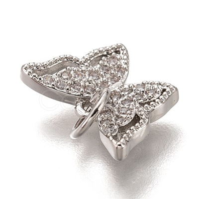 Brass Micro Pave Clear Cubic Zirconia Charms ZIRC-B002-47P-1