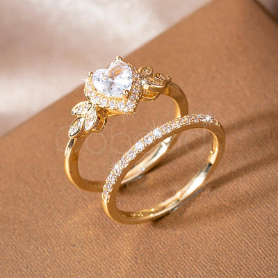 Alloy Micro Pave Cubic Zirconia Finger Rings Sets for Women FS-WGC007F-05-1