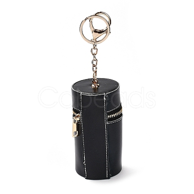 PU Imitation Leather Lipstick Pouch Holder Pendant Keychain KEYC-E039-01KCG-07-1