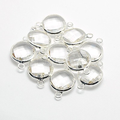 Silver Color Plated Brass Glass Links connectors GLAA-J011A-S-1