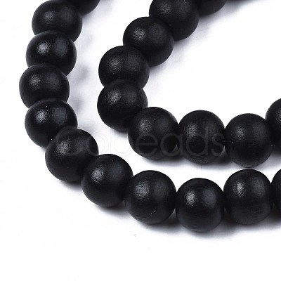 Painted Natural Wood Beads Strands WOOD-S053-54A-1