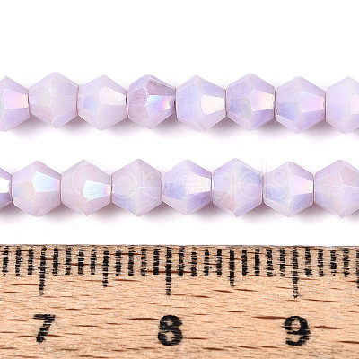 Anti-Tarnish Electroplate Bicone Glass Beads Strands X-EGLA-T021-4mm-16-01-1