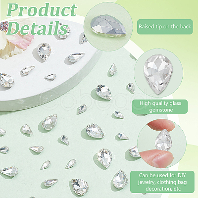 220Pcs 4 Style Glass Rhinestone Cabochons GLAA-FG0001-12-1