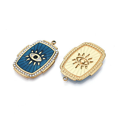 Ion Plating(IP) 304 Stainless Steel Evil Eye Enamel Pendants STAS-N107-04C-G-1