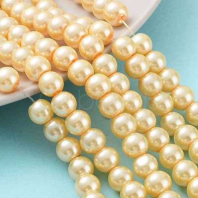 Baking Paint Pearlized Glass Pearl Round Bead Strands HY-Q330-8mm-61-1