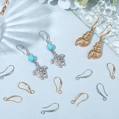 40Pcs 2 Colors Brass Earring Hooks KK-BBC0021-72-1