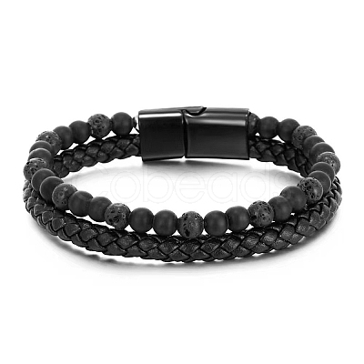 Natural Lava Rock  Beaded Bracelets PW24070600119-1