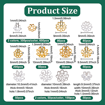 1310Pcs Iron & Alloy & Brass Bead Caps FIND-PH0027-73-1
