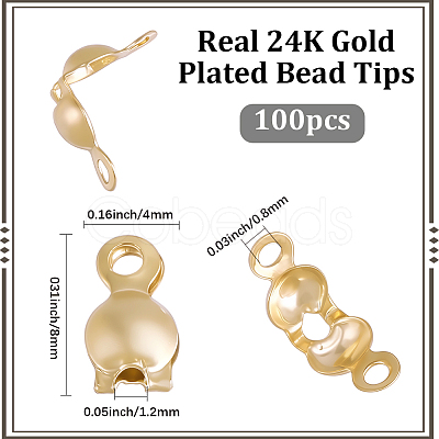 100Pcs Brass Bead Tips KK-BBC0025-47-1