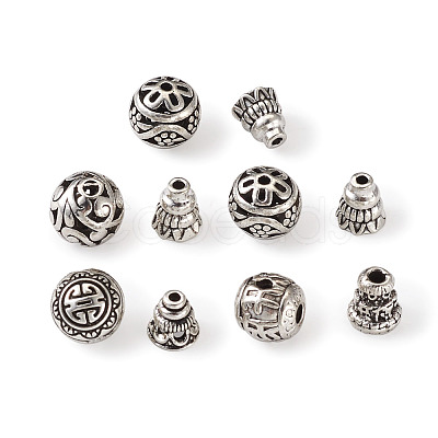 Kissitty Tibetan Style Alloy Guru Bead Sets PALLOY-KS0002-07AS-1