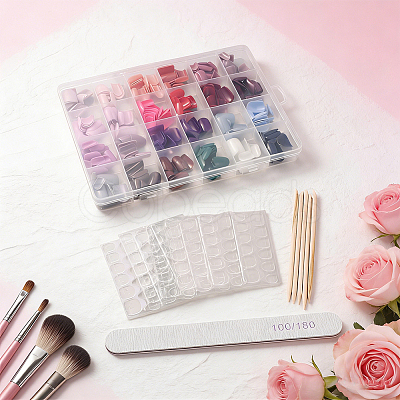 ABS Plastic Pure Color Press On False Nails MRMJ-WH20004-32A-1
