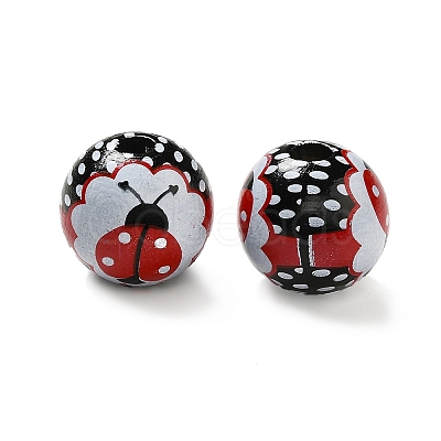 Printed Wood Round Beads WOOD-C012-01A-1