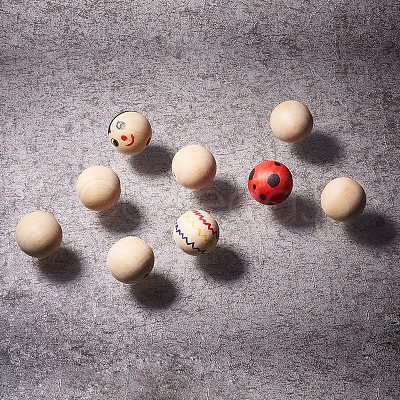 Round Unfinished Wood Beads WOOD-PH0008-10-1