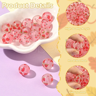 20Pcs 4 Styles Transparent Frosted Acrylic Beads FACR-YW0001-12-1