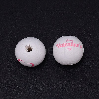 Printed Wood European Beads WOOD-TAC0013-01-1