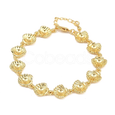 Brass Link Chain Bracelets for Women BJEW-L707-04G-02-1