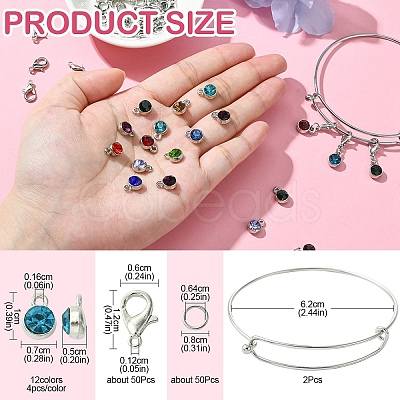 DIY 304 Stainless Steel Expandable Bangle with Charms Making Kit DIY-YW0008-68-1