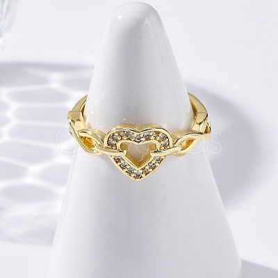 Adjustable Brass Micro Pave Clear Cubic Zirconia Rings for Women RJEW-U043-05G-1
