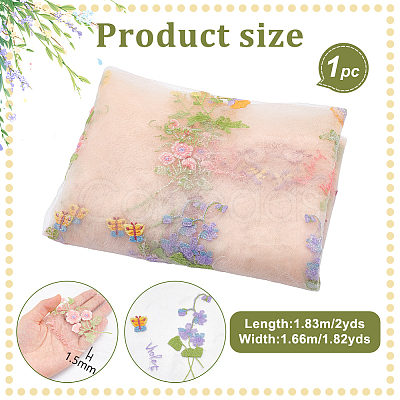 2 Yards Polyester Embroidery 3D Flower Mesh Fabrics DIY-WH0622-383B-1