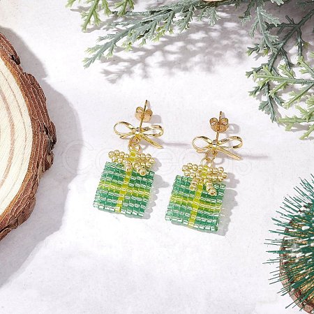 Handmade Glass Seed Beads Dangle Stud Earrings EJEW-MZ00545-02-1