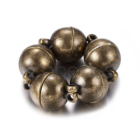 Brass Magnetic Clasps with Loops X-PALLOY-MC043-3AB-1