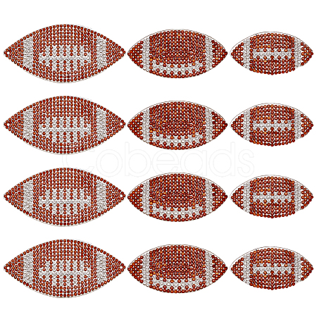 12Pcs 3 Styles Sports Theme Resin Rhinestone Iron on/Sew on Cloth Patches DIY-OC0015-19-1