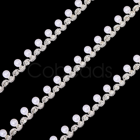 1 Yard Brass Crystal Rhinestone Cup Chain with Imitation Pearl OCOR-GL0001-08A-1
