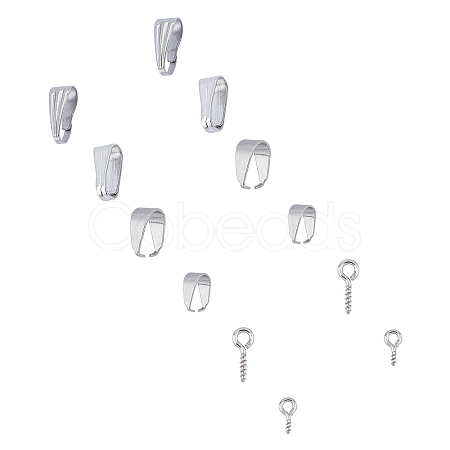 304 Stainless Steel Snap On Bails & Screw Eye Pin Peg Bails Sets STAS-UN0010-77P-1