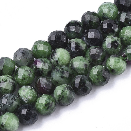 Natural Ruby in Zoisite Beads Strands G-S345-8mm-003-1