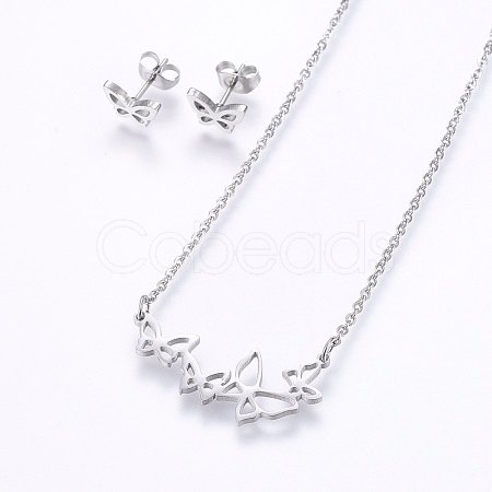 Tarnish Resistant 304 Stainless Steel Jewelry Sets SJEW-O090-14P-1