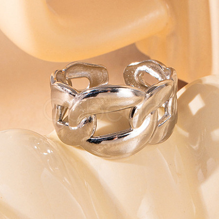 201 Stainless Steel Oval Link Chain Cuff Rings FS-WG16057-02-1